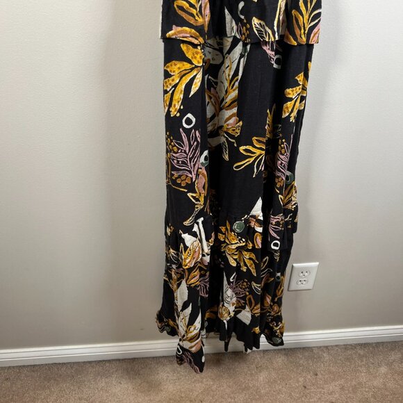Free People Anita Printed Maxi Dress Size Small? Black Floral Tiered Boho - Picture 6 of 12
